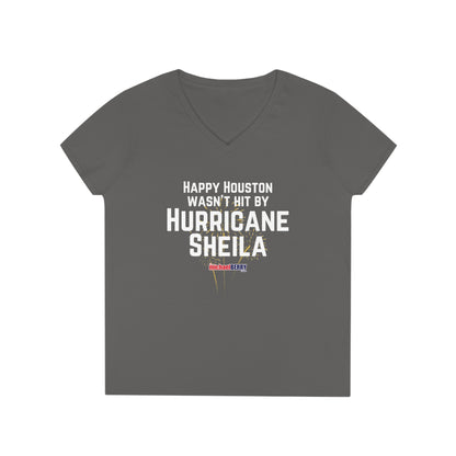 Happy Houston wasn't hit by Hurricane Sheila - Ladies' V-Neck Sexy T-Shirt